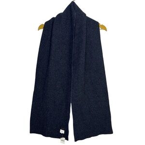 J. Crew Mens Birds Eye 100% Wool Scarf Navy Blue One Size Preppy Career Luxury